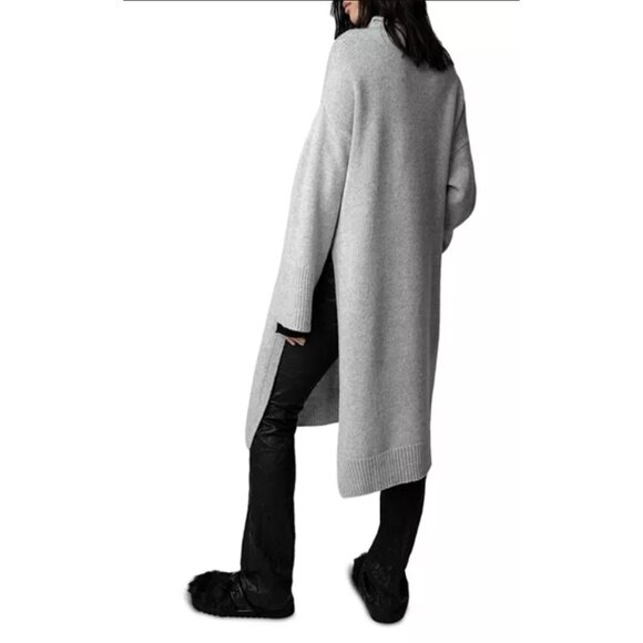 Zadig & Voltaire Selena Side Slit Sweater Dress Size M/L Wool Cashmere Oversized - Picture 3 of 8
